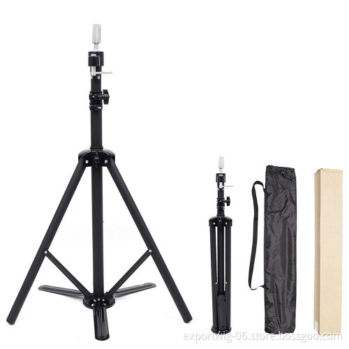 Wig Stand Holder Tripod Stand For Canvas Block Mannequin Head Adjustable For Wig Making Drying Styling Display With Pedals